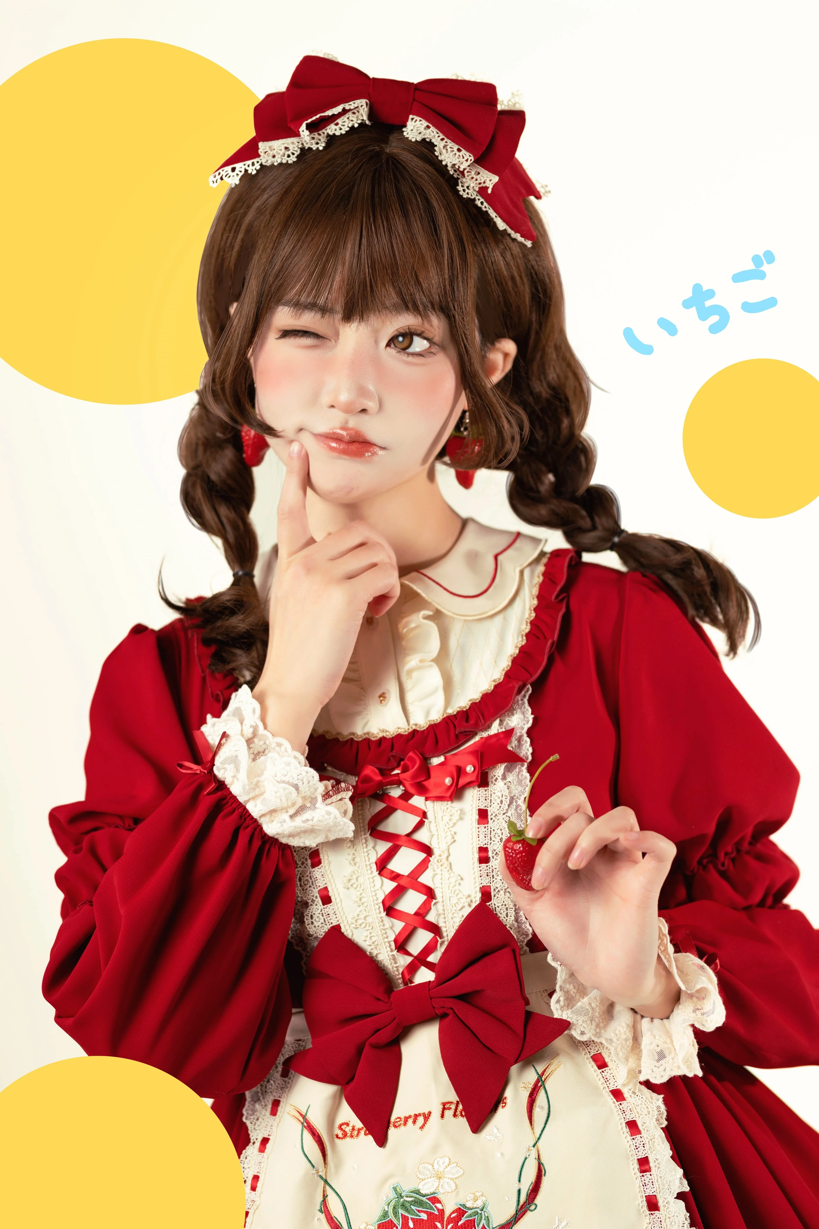 Tochigi Girl - Sweet Lolita Strawberry Embroidered Dress - Image 14