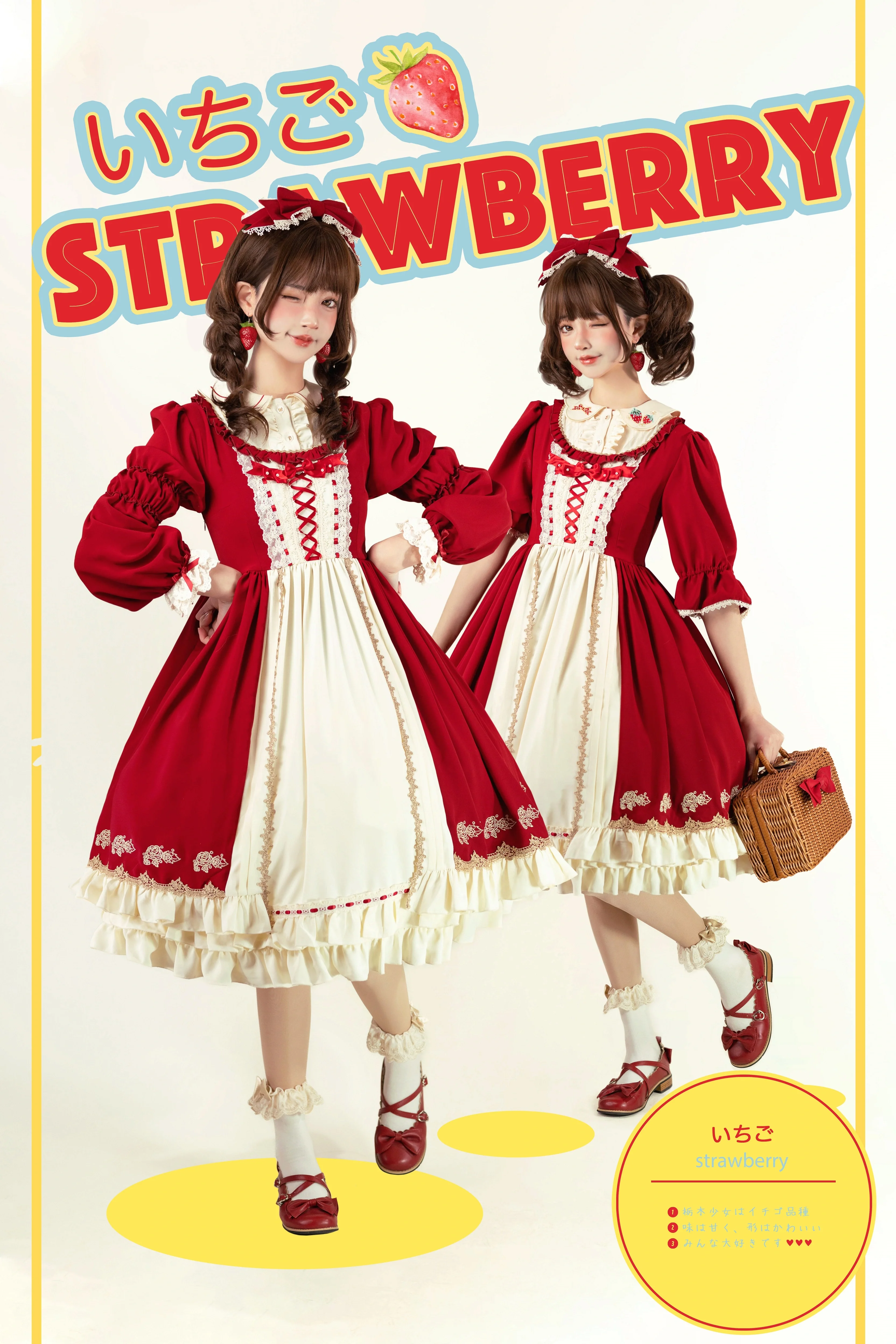 Tochigi Girl - Sweet Lolita Strawberry Embroidered Dress - Image 17