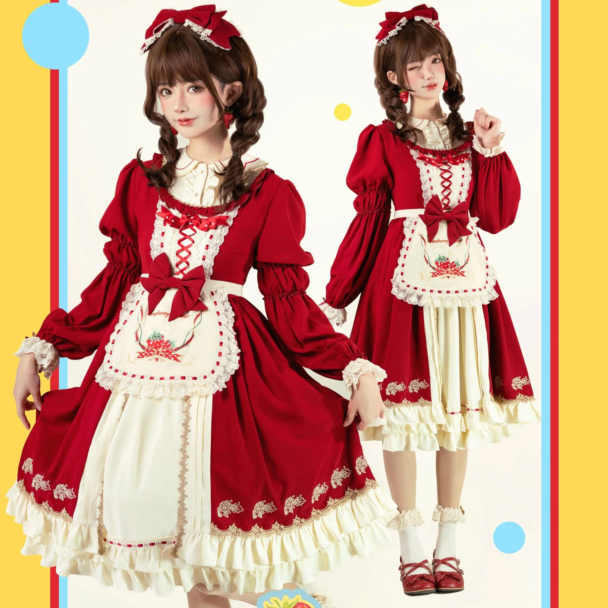 Tochigi Girl - Sweet Lolita Strawberry Embroidered Dress - Image 7