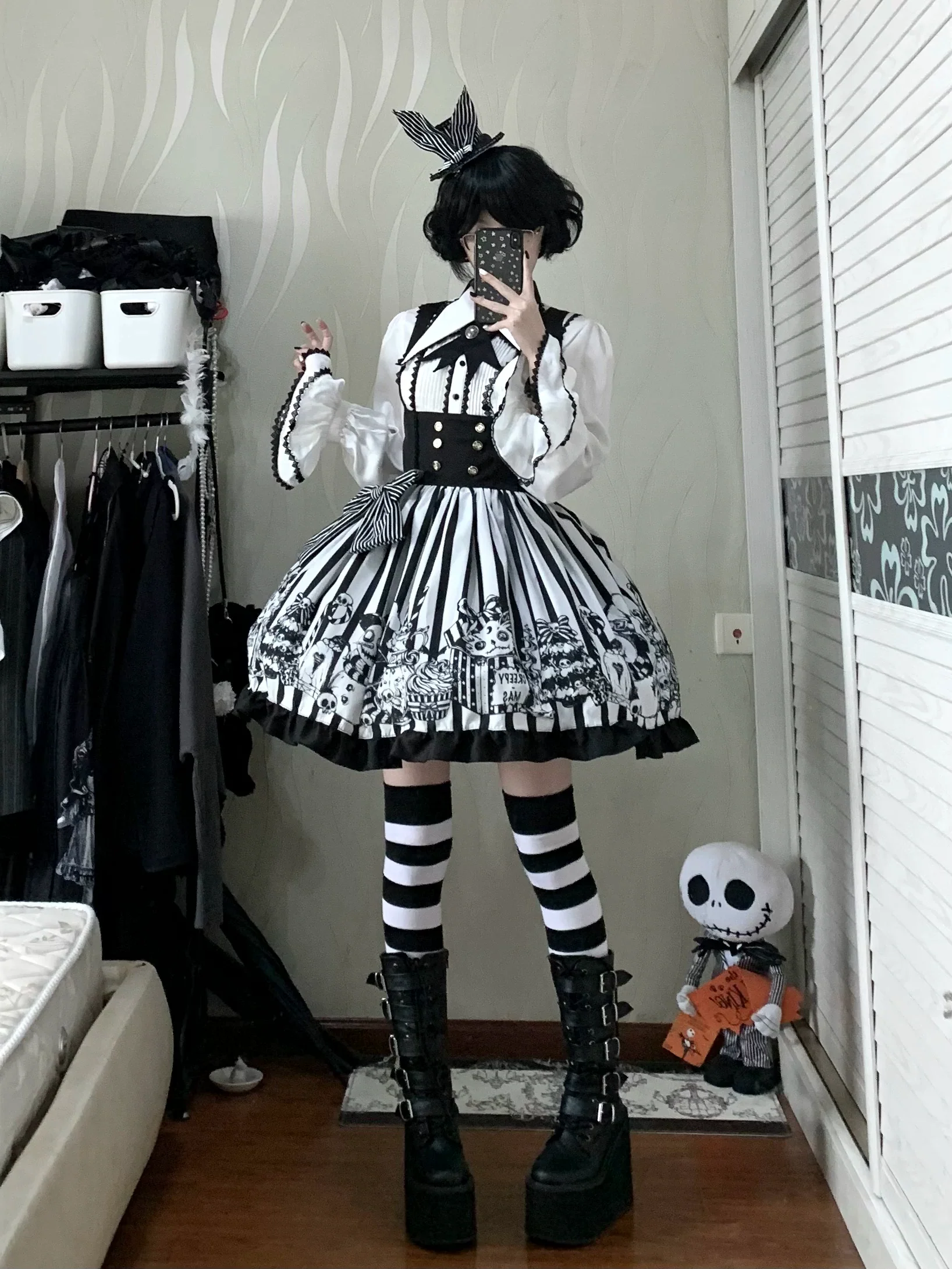 Strange Christmas - Striped Gothic Lolita JSK, Bust Supporting Dress - Image 2