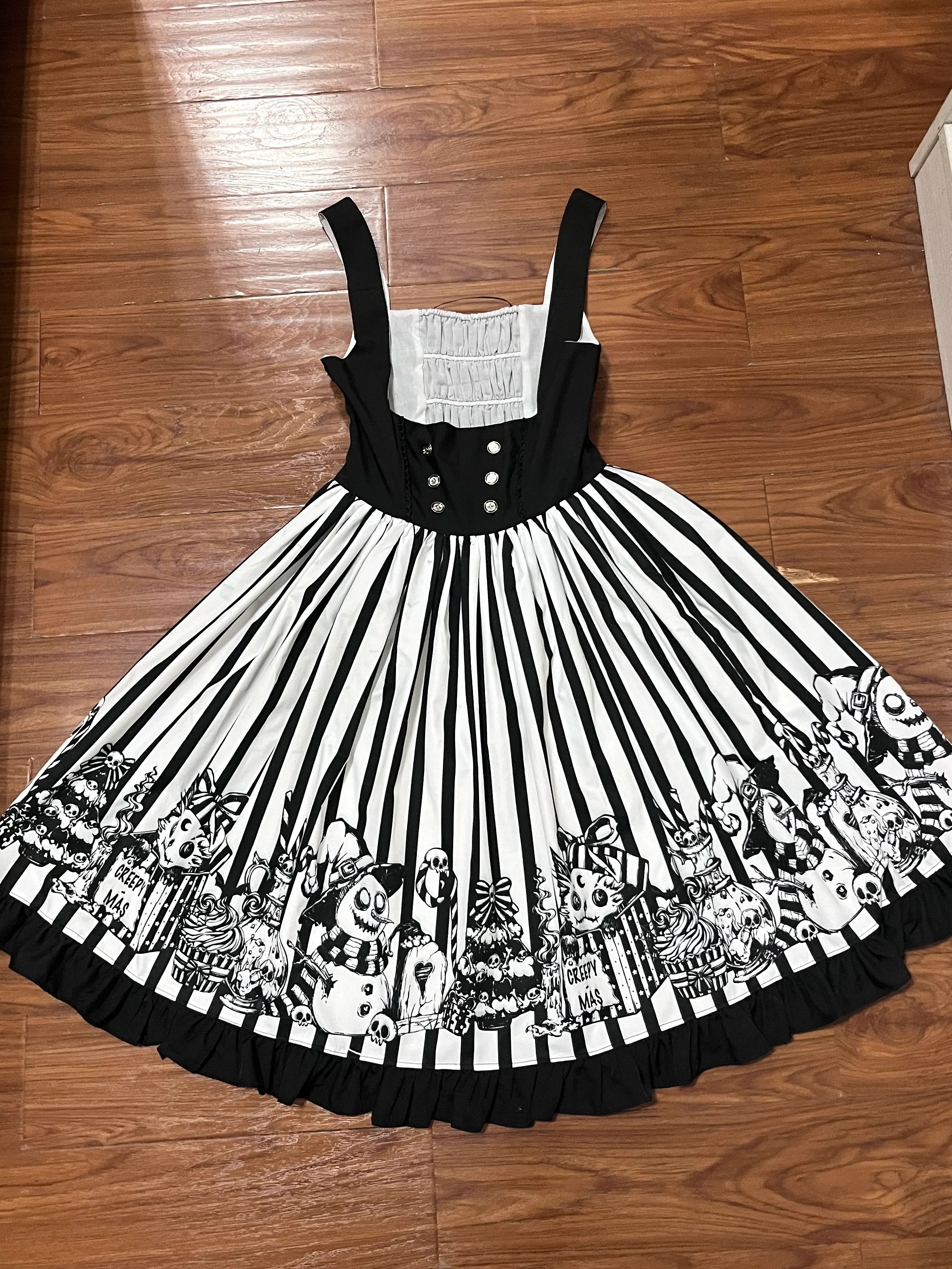 Strange Christmas - Striped Gothic Lolita JSK, Bust Supporting Dress - Image 9