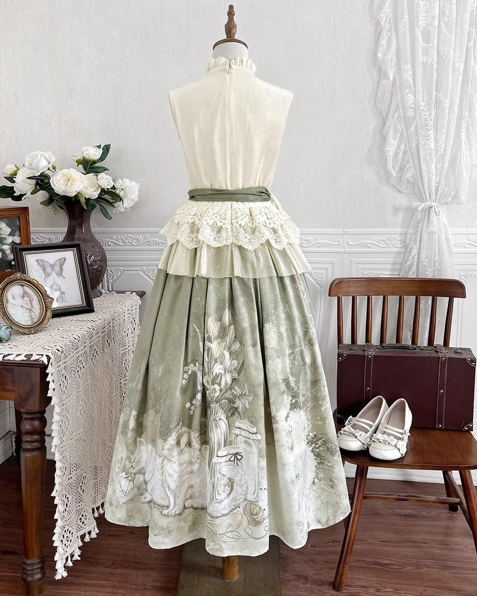 Morning Moments - Summer Lolita-inspired Chinese-style Skirt Set - Image 2