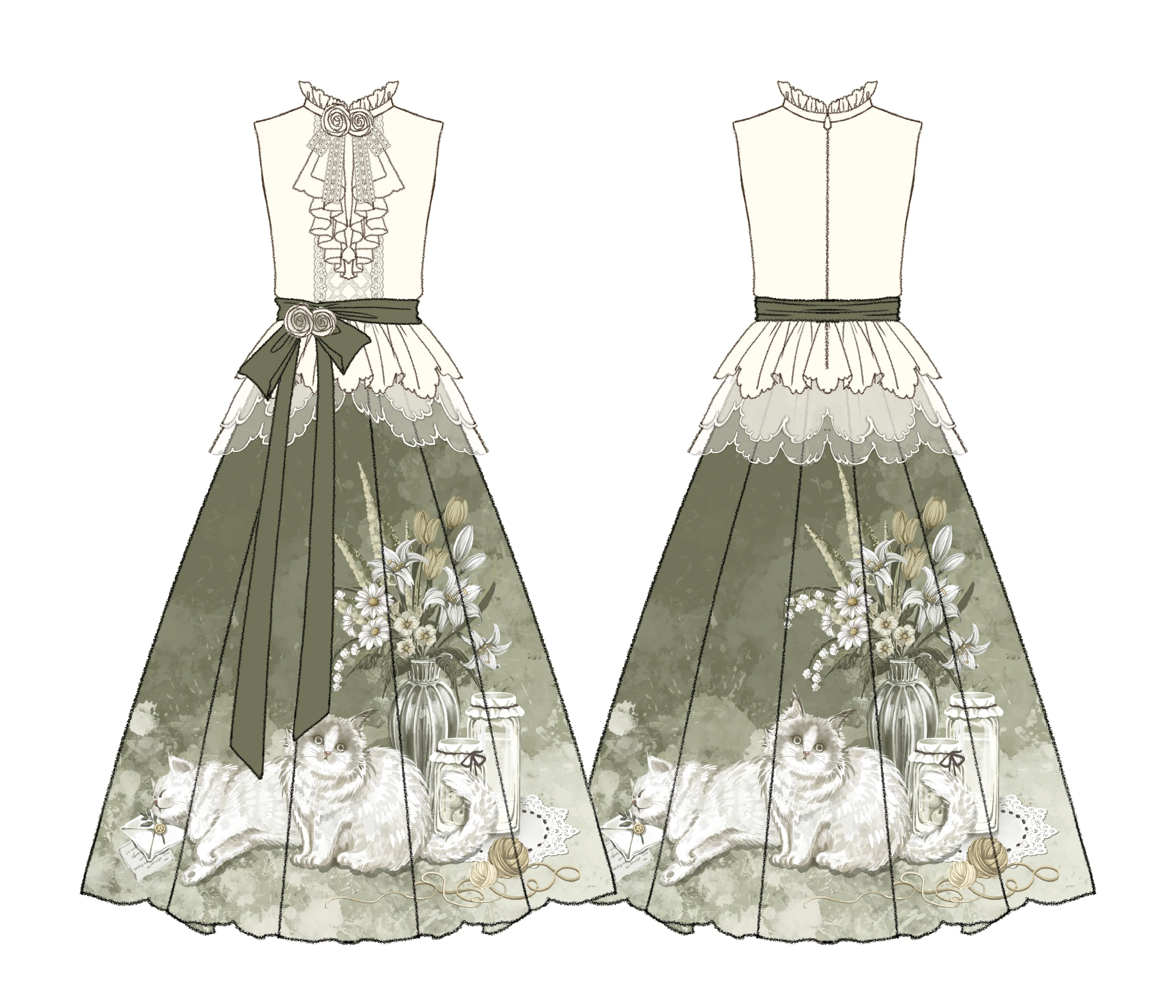 Morning Moments - Summer Lolita-inspired Chinese-style Skirt Set - Image 9