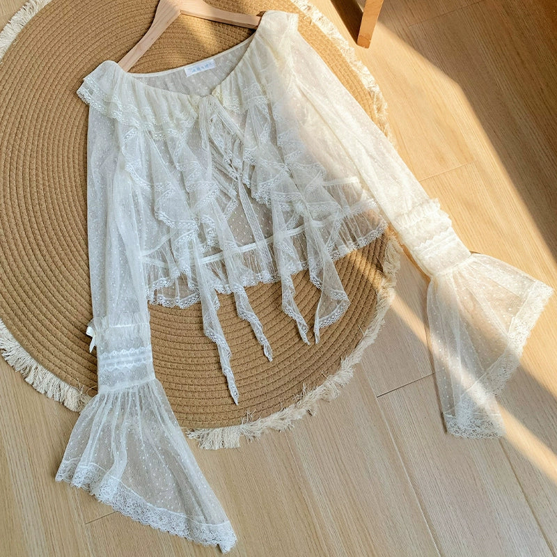 With PUJI - Letters and Poetry - Summer Classic Lolita Tulle Lace Bolero with Multi-Color - Image 19