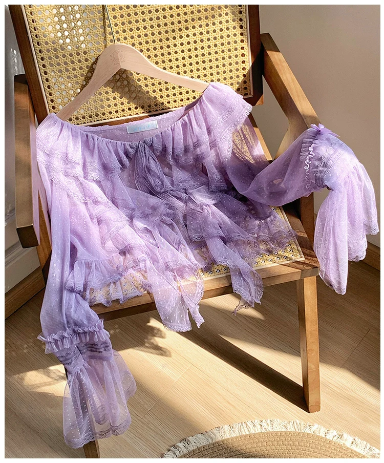 With PUJI - Letters and Poetry - Summer Classic Lolita Tulle Lace Bolero with Multi-Color - Image 27