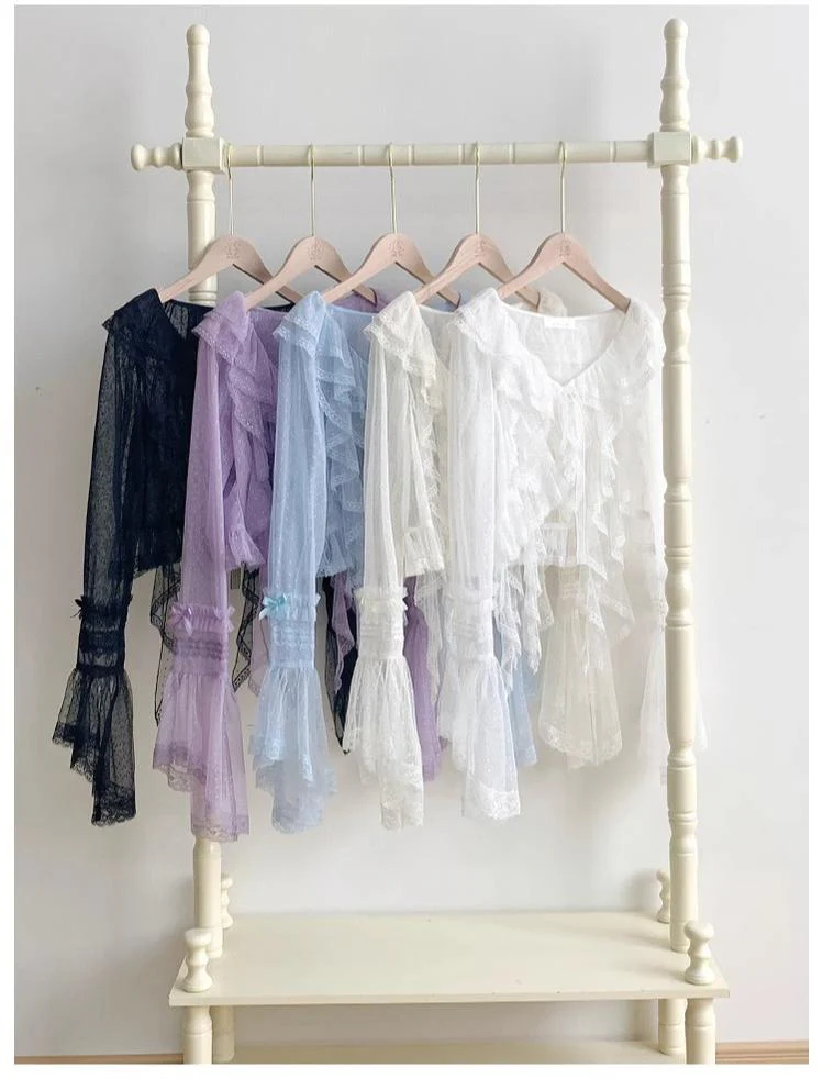With PUJI - Letters and Poetry - Summer Classic Lolita Tulle Lace Bolero with Multi-Color - Image 3