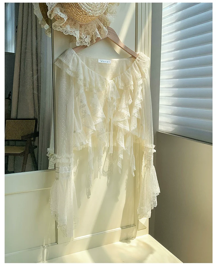 With PUJI - Letters and Poetry - Summer Classic Lolita Tulle Lace Bolero with Multi-Color - Image 4