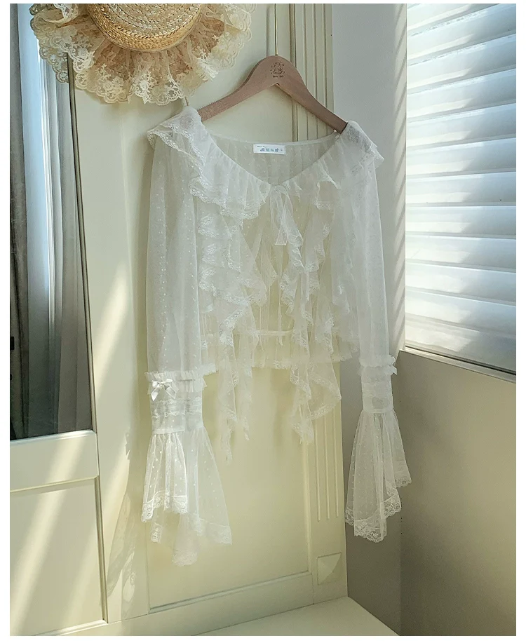 With PUJI - Letters and Poetry - Summer Classic Lolita Tulle Lace Bolero with Multi-Color - Image 5