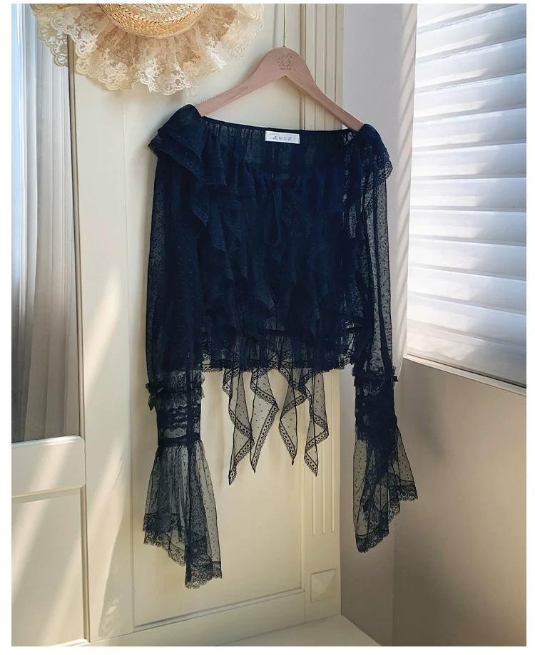 With PUJI - Letters and Poetry - Summer Classic Lolita Tulle Lace Bolero with Multi-Color - Image 6