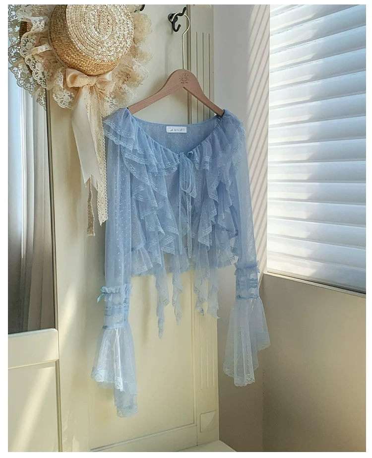 With PUJI - Letters and Poetry - Summer Classic Lolita Tulle Lace Bolero with Multi-Color - Image 7