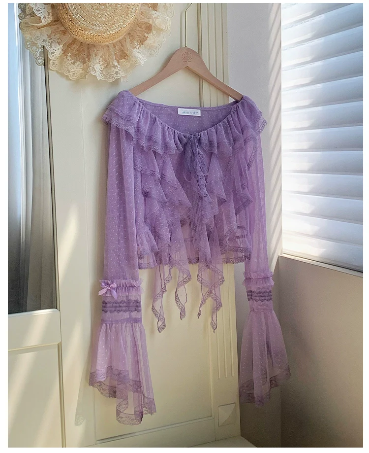 With PUJI - Letters and Poetry - Summer Classic Lolita Tulle Lace Bolero with Multi-Color - Image 8