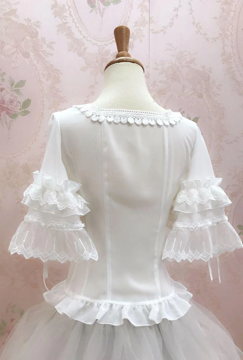 YIlia - Summer Lace Short Sleeve Lolita Blouse - Image 3