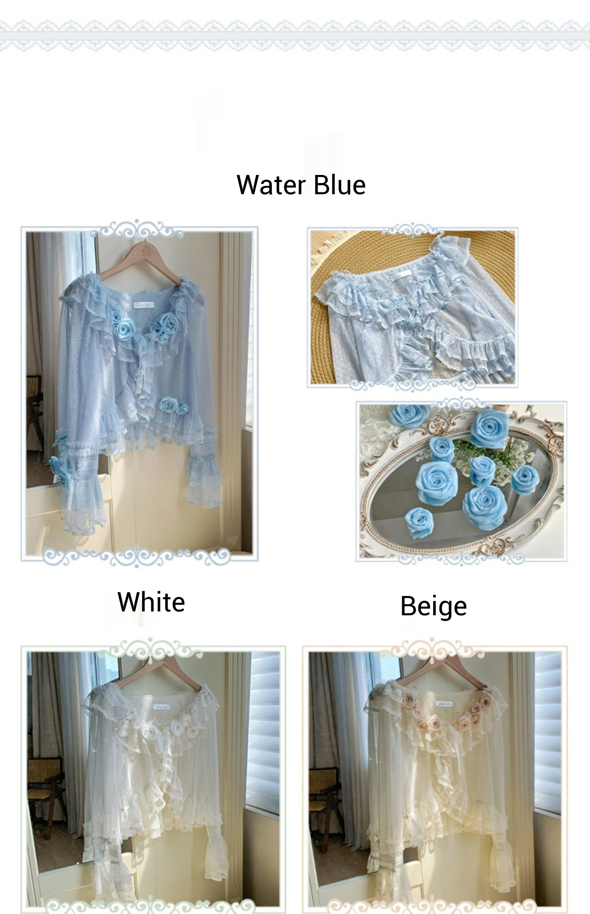 With PUJI - Flower Visage - Summer Lolita Sheer Cardigan with Rose Brooch - Image 28