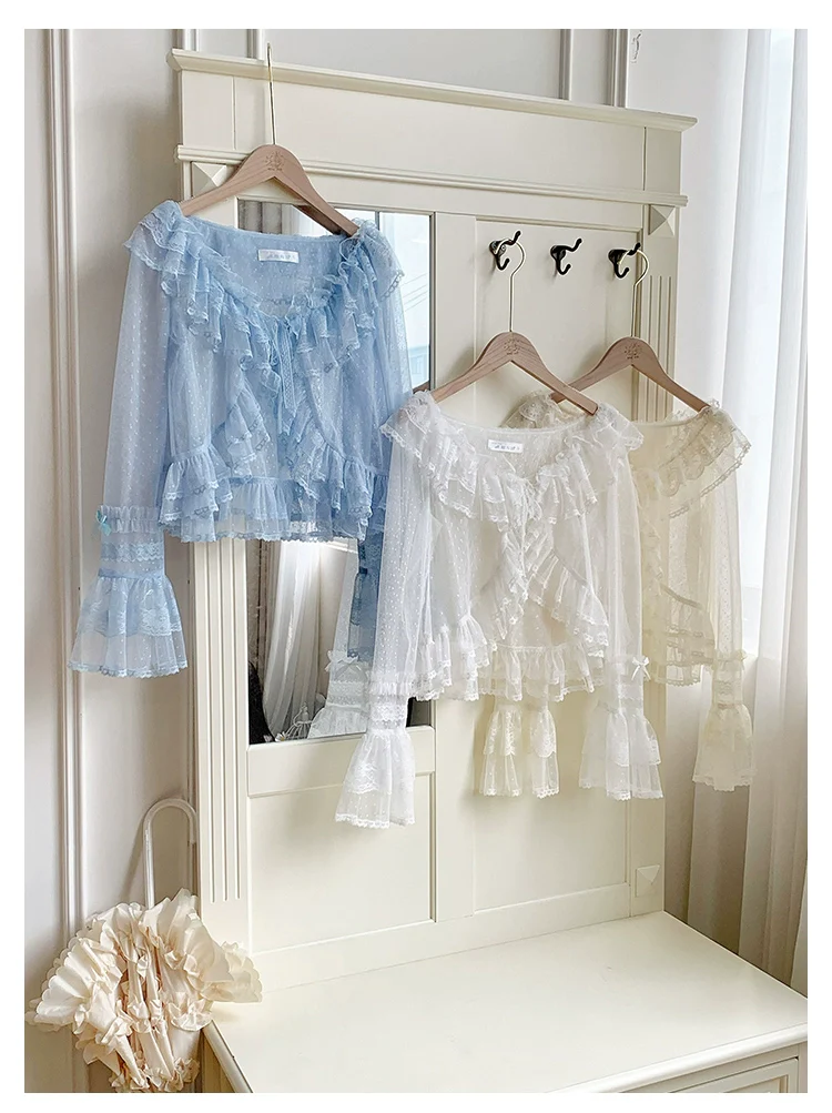 With PUJI - Flower Visage - Summer Lolita Sheer Cardigan with Rose Brooch - Image 8