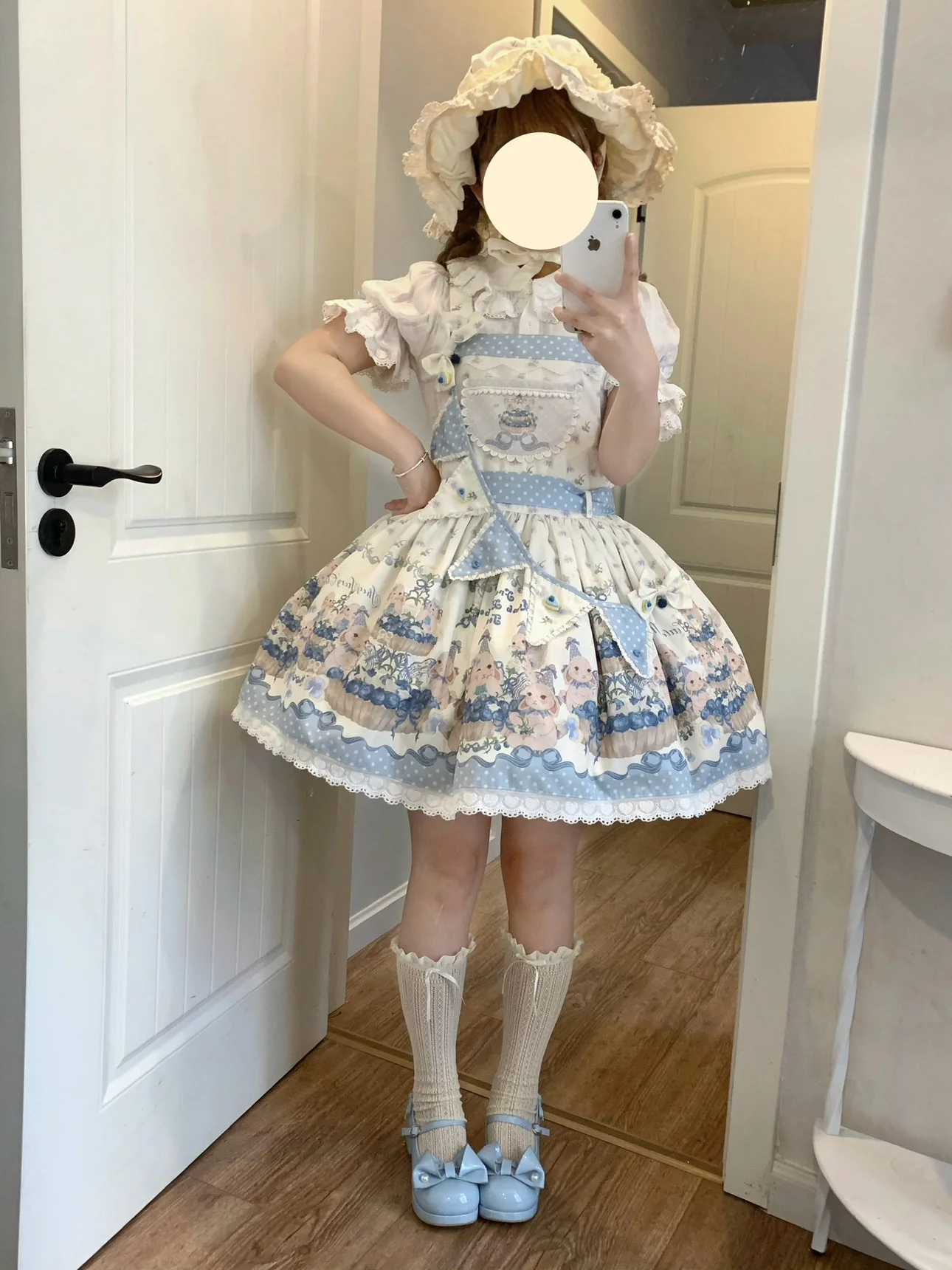 Akiyama Future Studio - Blueberry Tart Party - Sweet Blue Lolita Salopette Dress Blueberry Tart Print JSK Dress - Image 11