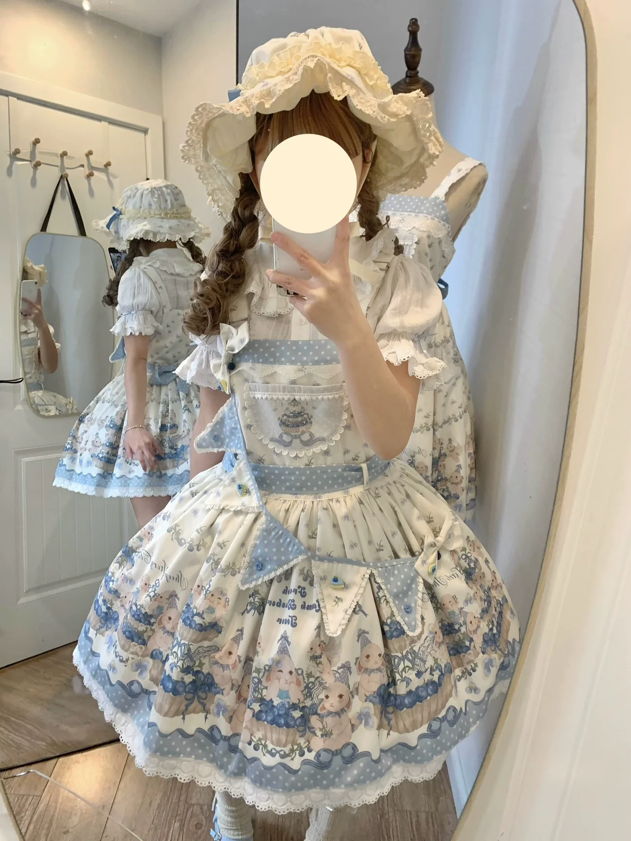 Akiyama Future Studio - Blueberry Tart Party - Sweet Blue Lolita Salopette Dress Blueberry Tart Print JSK Dress - Image 12
