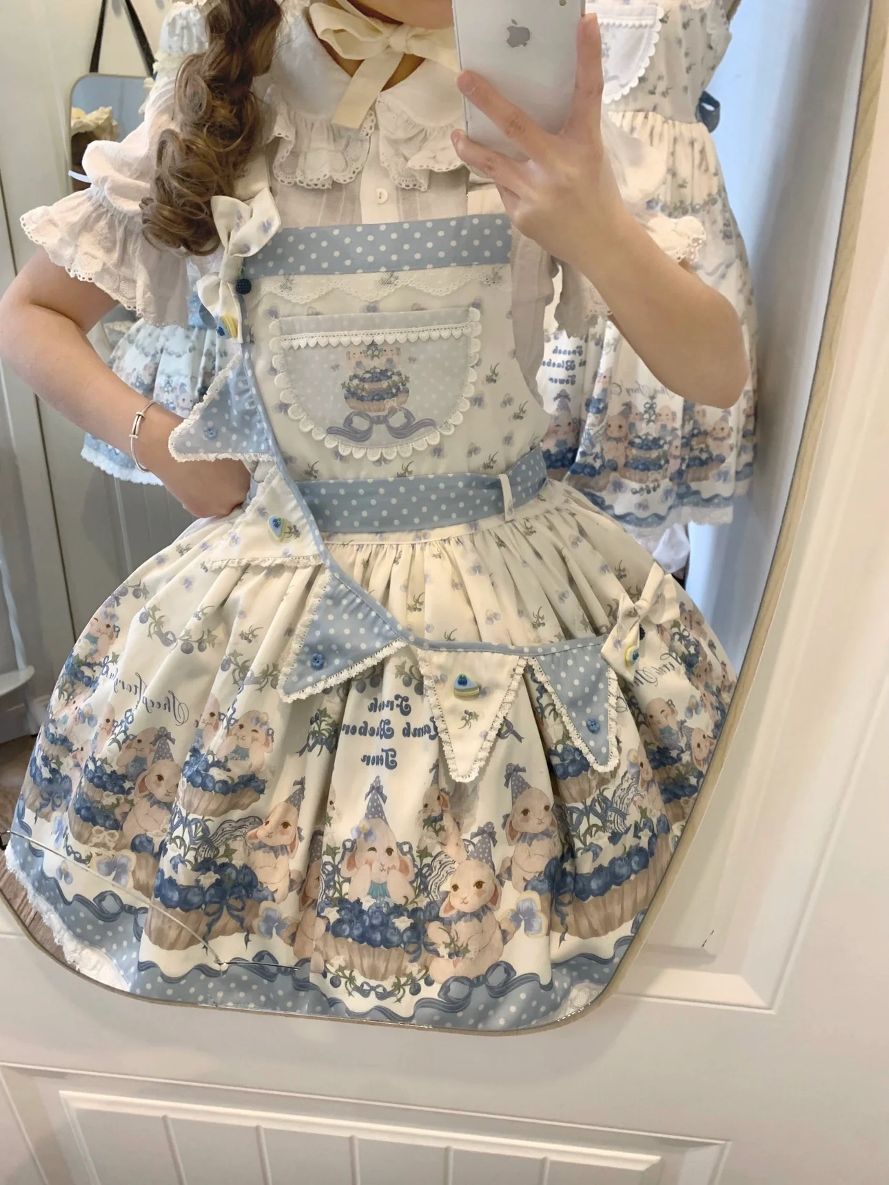 Akiyama Future Studio - Blueberry Tart Party - Sweet Blue Lolita Salopette Dress Blueberry Tart Print JSK Dress - Image 13