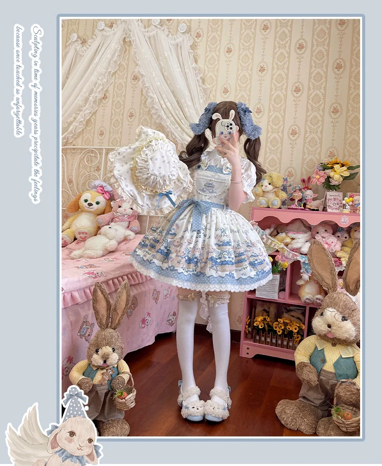 Akiyama Future Studio - Blueberry Tart Party - Sweet Blue Lolita Salopette Dress Blueberry Tart Print JSK Dress - Image 16