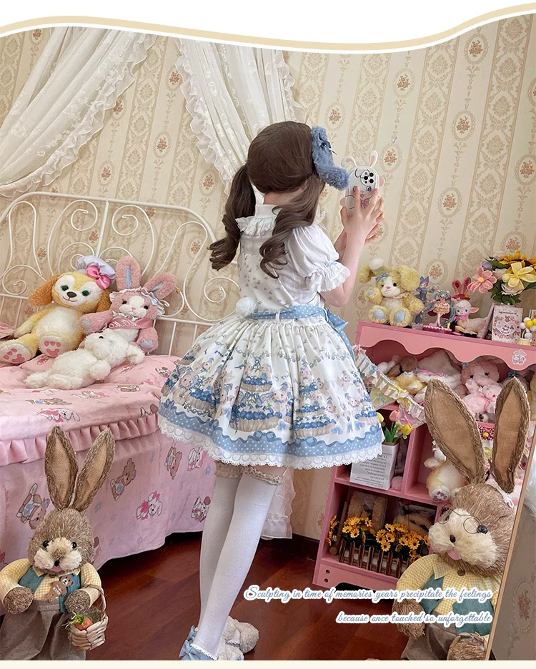 Akiyama Future Studio - Blueberry Tart Party - Sweet Blue Lolita Salopette Dress Blueberry Tart Print JSK Dress - Image 17