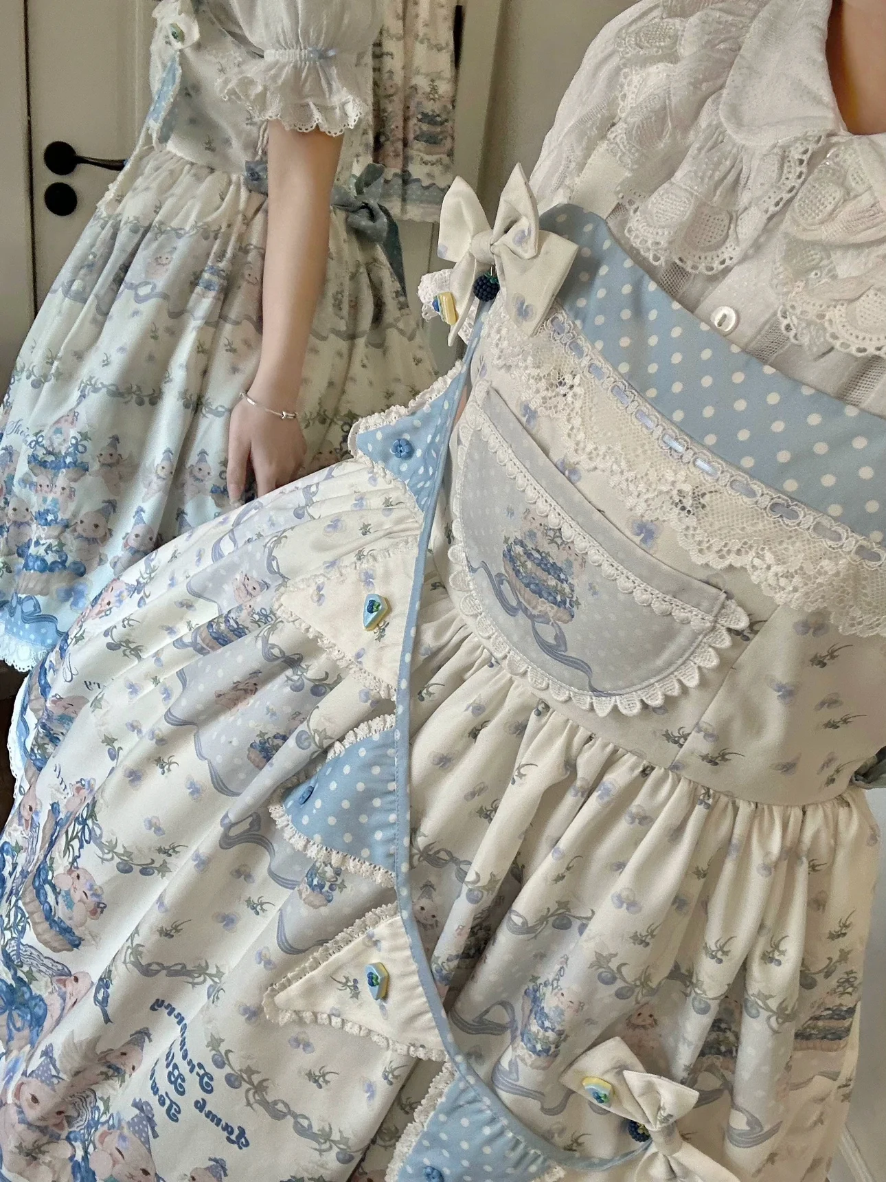 Akiyama Future Studio - Blueberry Tart Party - Sweet Blue Lolita Salopette Dress Blueberry Tart Print JSK Dress - Image 18