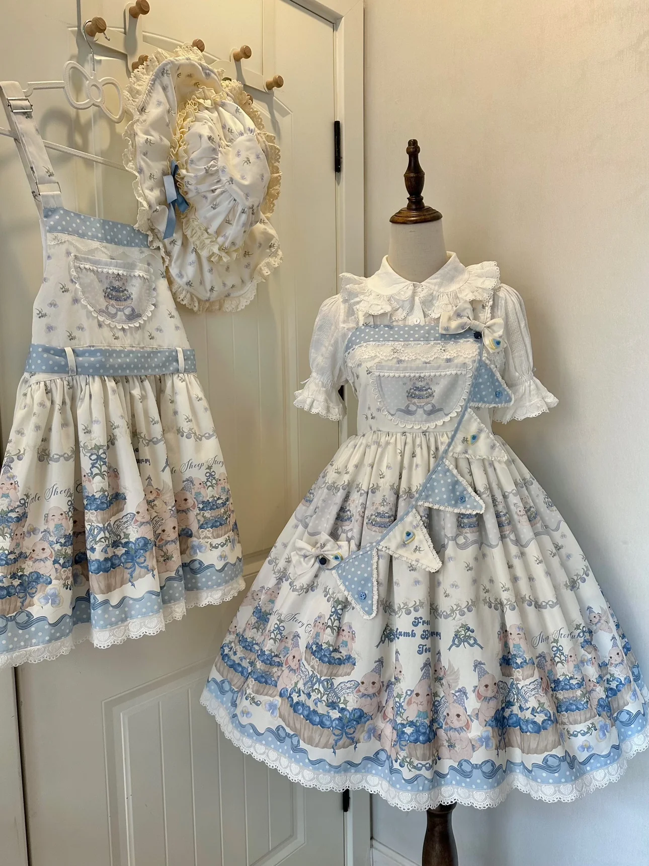 Akiyama Future Studio - Blueberry Tart Party - Sweet Blue Lolita Salopette Dress Blueberry Tart Print JSK Dress - Image 20
