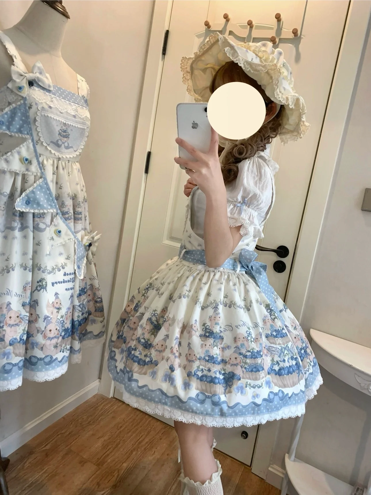 Akiyama Future Studio - Blueberry Tart Party - Sweet Blue Lolita Salopette Dress Blueberry Tart Print JSK Dress - Image 8