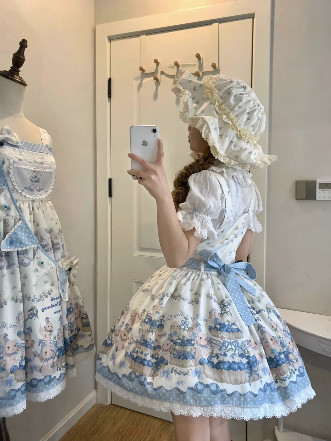 Akiyama Future Studio - Blueberry Tart Party - Sweet Blue Lolita Salopette Dress Blueberry Tart Print JSK Dress - Image 9