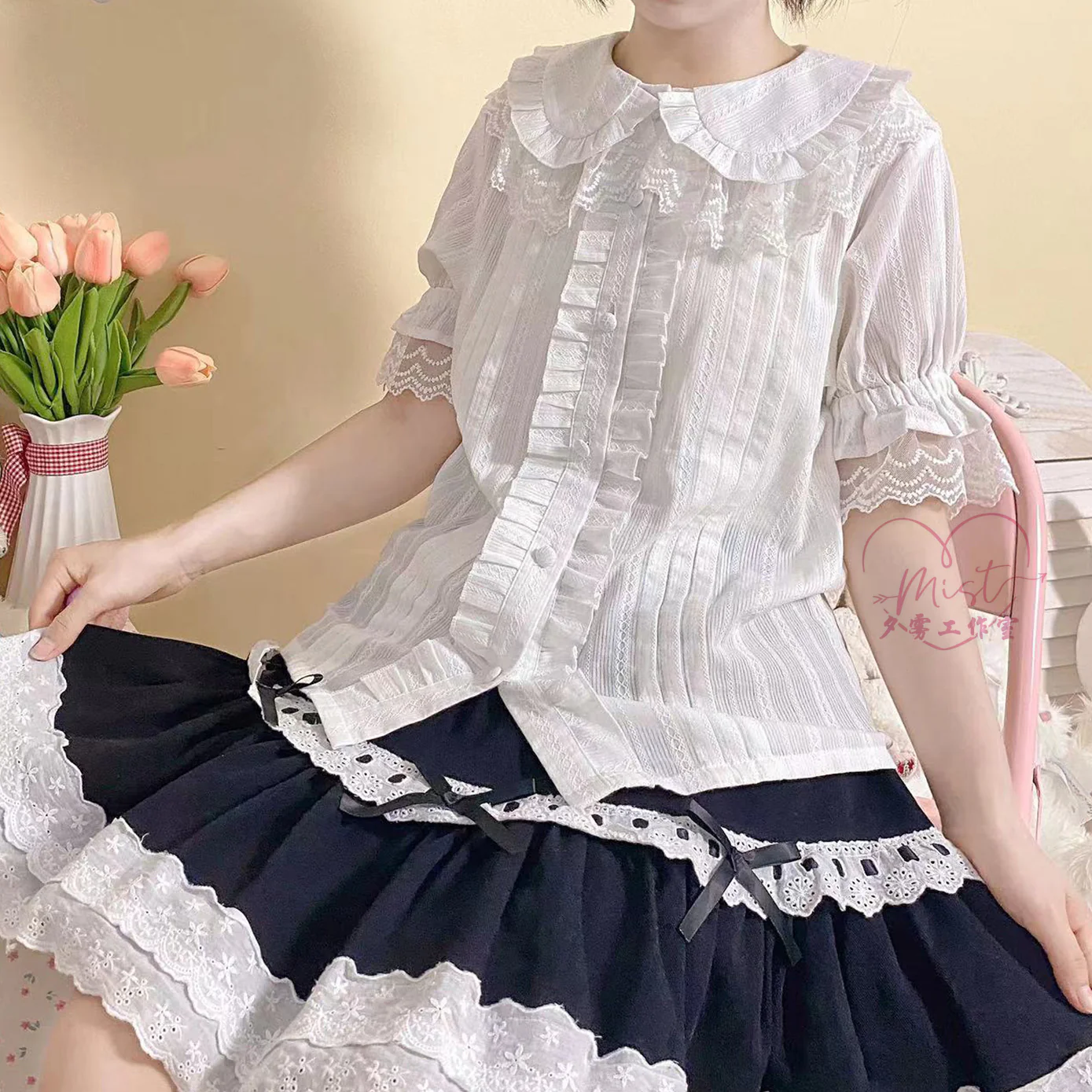 Sweet Lolita Golilla Short Sleeve Shirt - Image 7