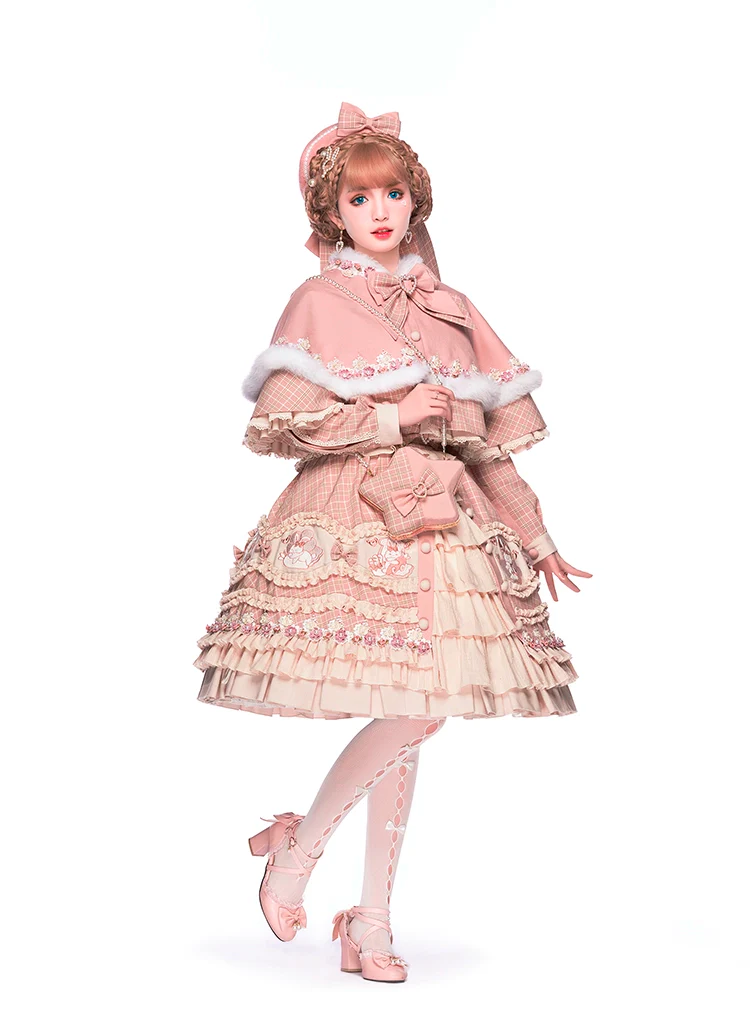 Youpairui - Helford - Sweet Coordinated Lolita Suit Pink Plaid Lolita SK Set - Image 10