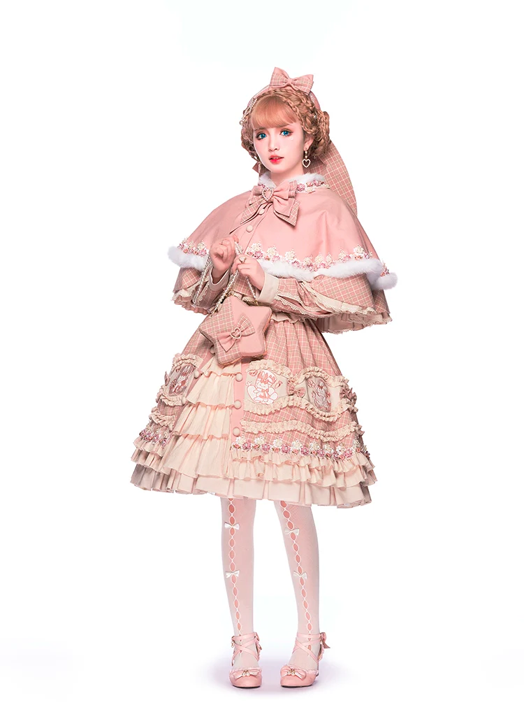 Youpairui - Helford - Sweet Coordinated Lolita Suit Pink Plaid Lolita SK Set - Image 11
