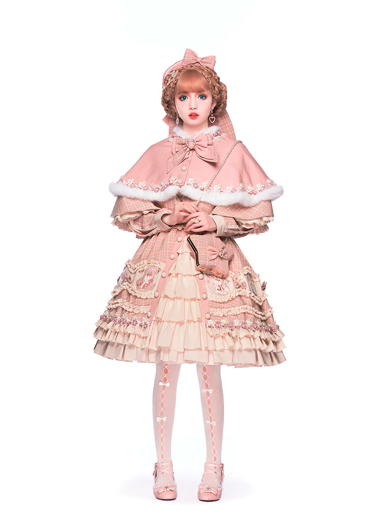 Youpairui - Helford - Sweet Coordinated Lolita Suit Pink Plaid Lolita SK Set - Image 14