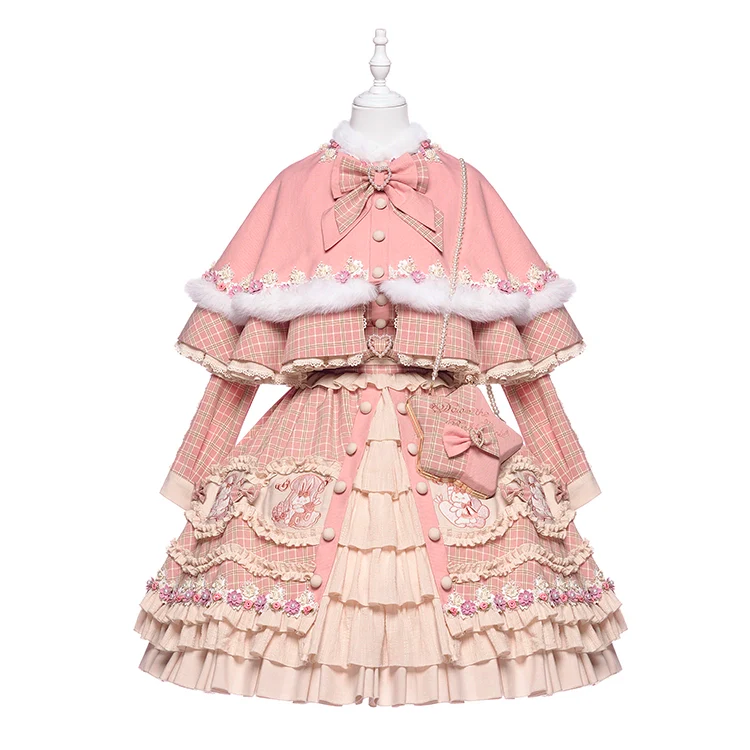 Youpairui - Helford - Sweet Coordinated Lolita Suit Pink Plaid Lolita SK Set - Image 32