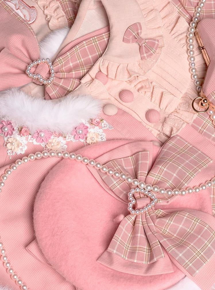 Youpairui - Helford - Sweet Coordinated Lolita Suit Pink Plaid Lolita SK Set - Image 33