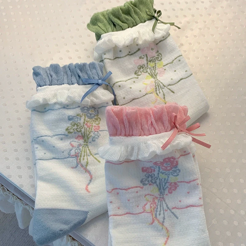 Roji Roji - Spring Floral - Sweet Cotton Lolita Ankle Socks - Image 8