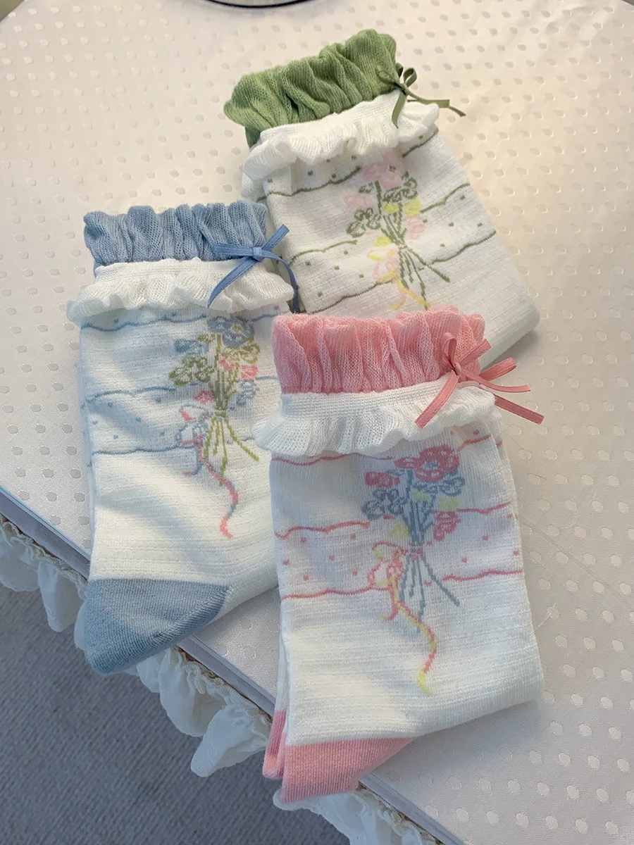 Roji Roji - Spring Floral - Sweet Cotton Lolita Ankle Socks - Image 9