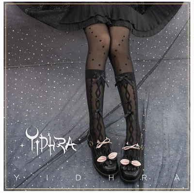 Yidhra - Sweet Lolita Black and White Summer Pantyhose - Image 3