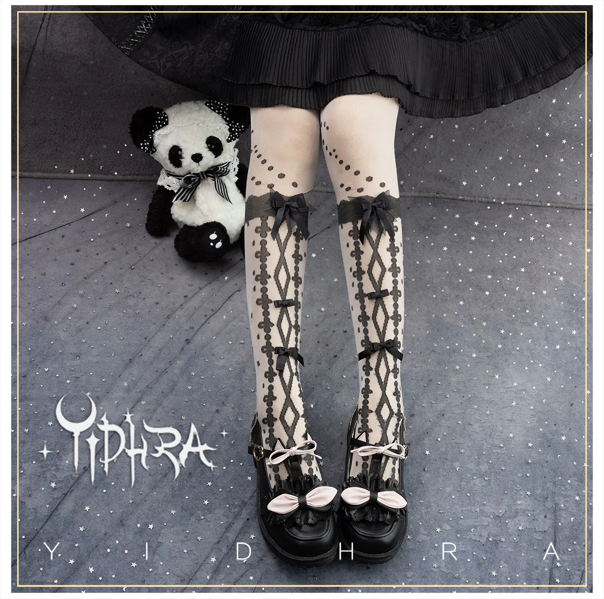Yidhra - Sweet Lolita Black and White Summer Pantyhose - Image 5