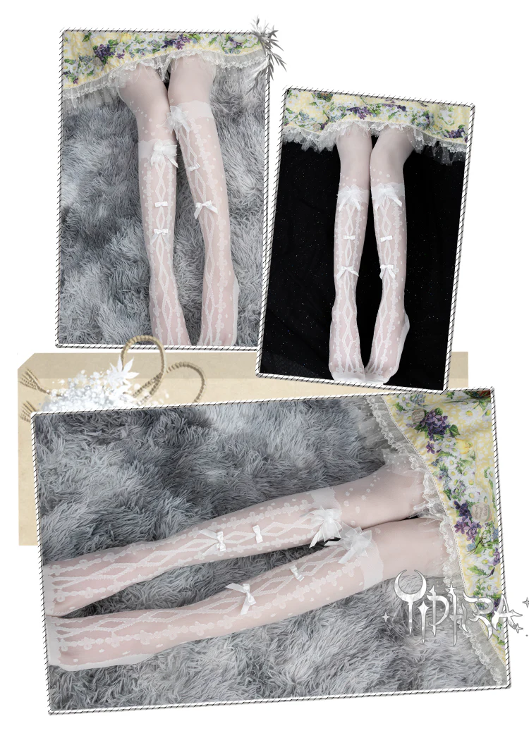 Yidhra - Sweet Lolita Black and White Summer Pantyhose - Image 8