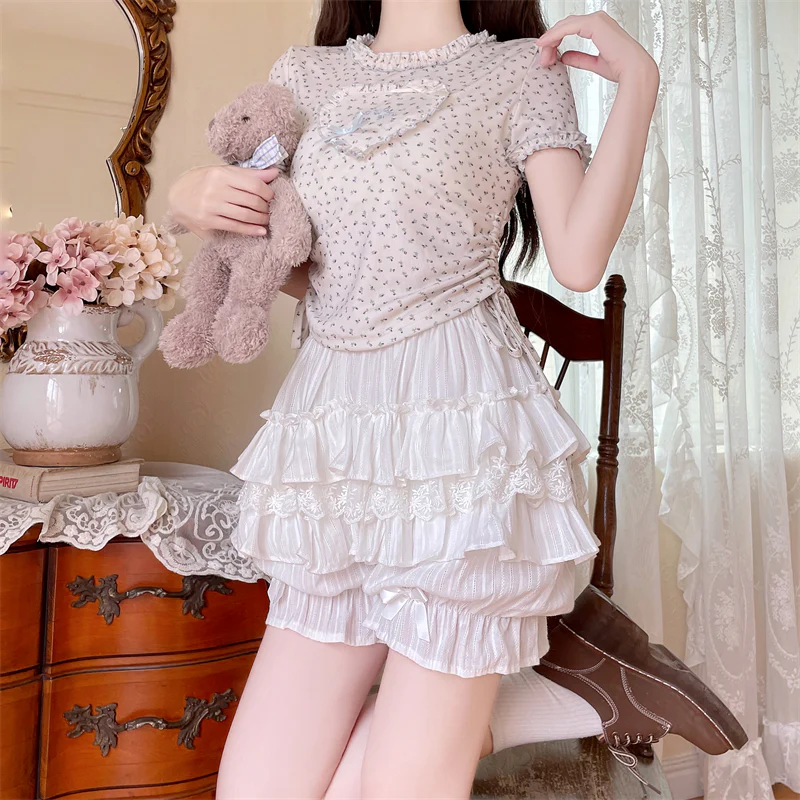 Cotton Sweet Lolita Bloomers, Tiered Ruffle - Image 11