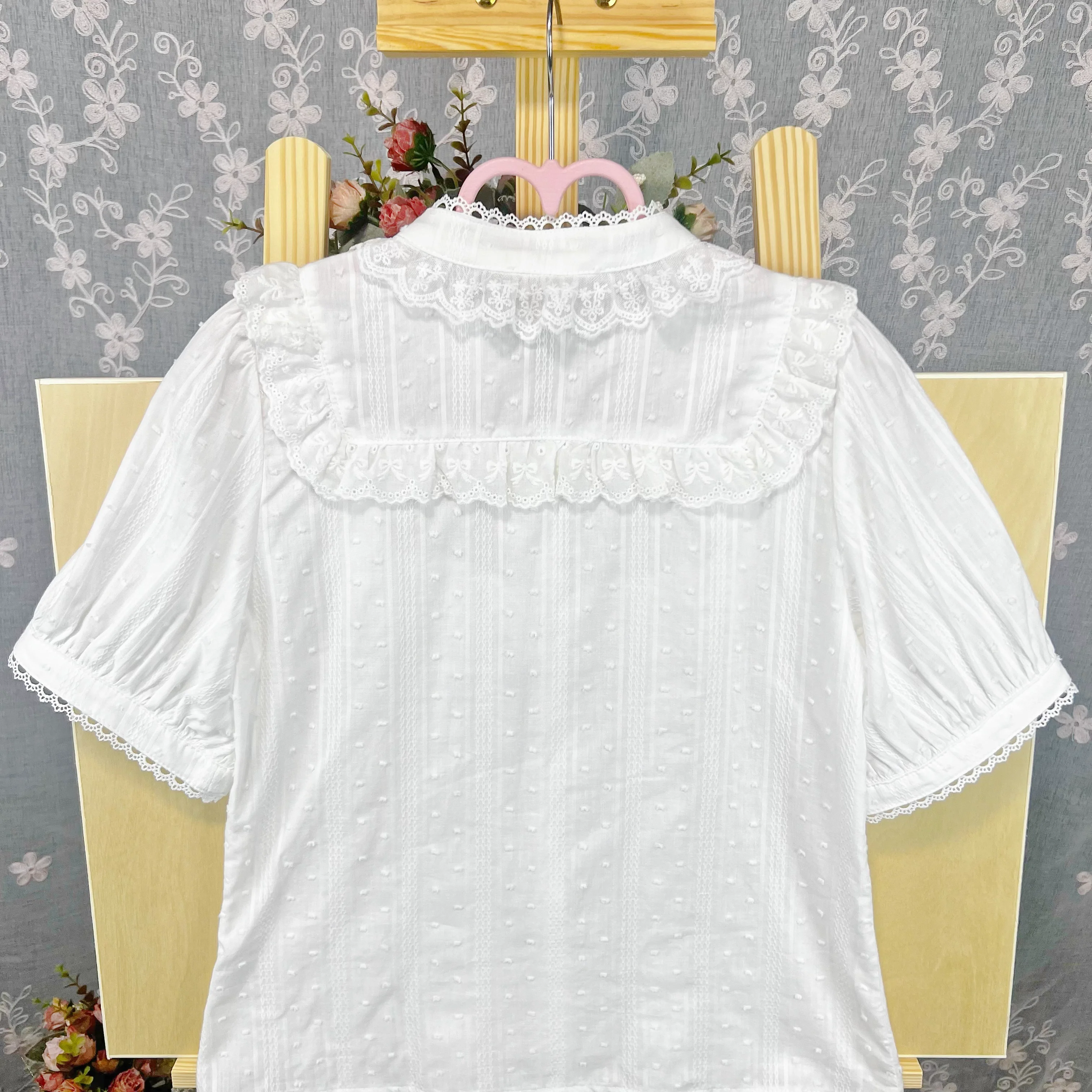 Sweet Lolita Blouse Cotton Summer Short Sleeve Shirt - Image 14