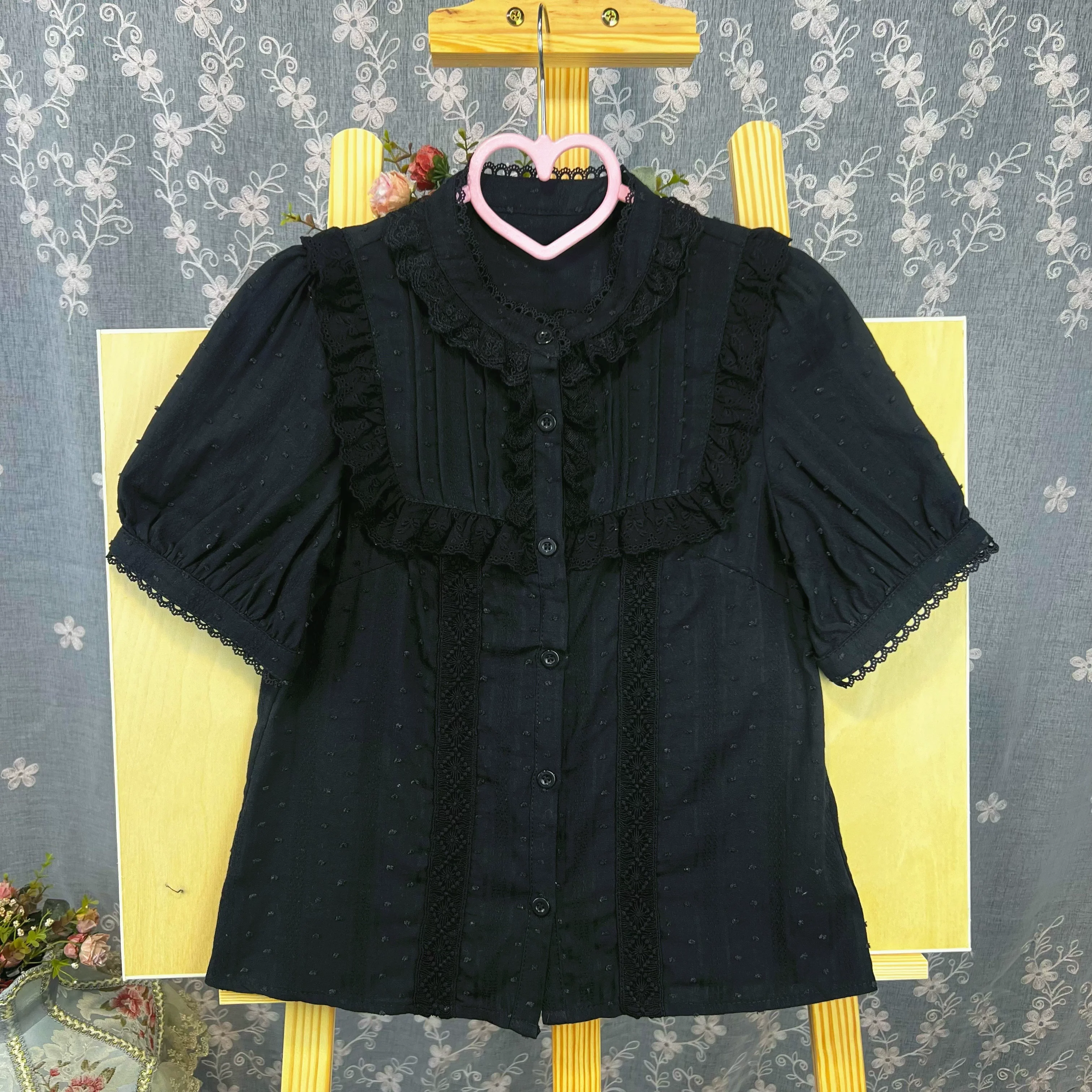Sweet Lolita Blouse Cotton Summer Short Sleeve Shirt - Image 16