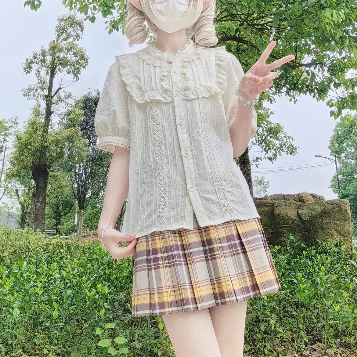 Sweet Lolita Blouse Cotton Summer Short Sleeve Shirt - Image 21