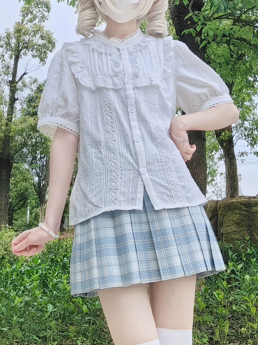 Sweet Lolita Blouse Cotton Summer Short Sleeve Shirt - Image 28