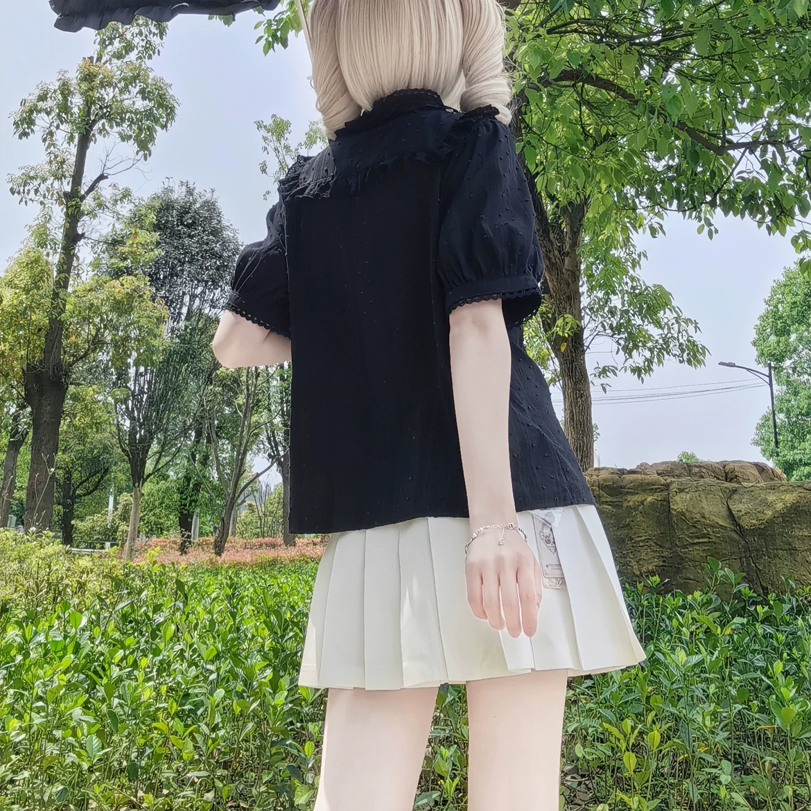 Sweet Lolita Blouse Cotton Summer Short Sleeve Shirt - Image 35