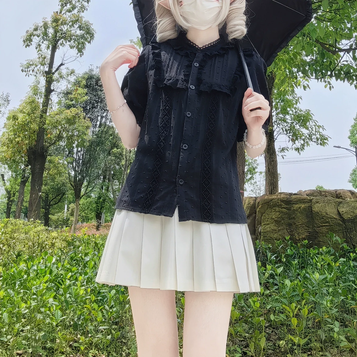 Sweet Lolita Blouse Cotton Summer Short Sleeve Shirt - Image 38