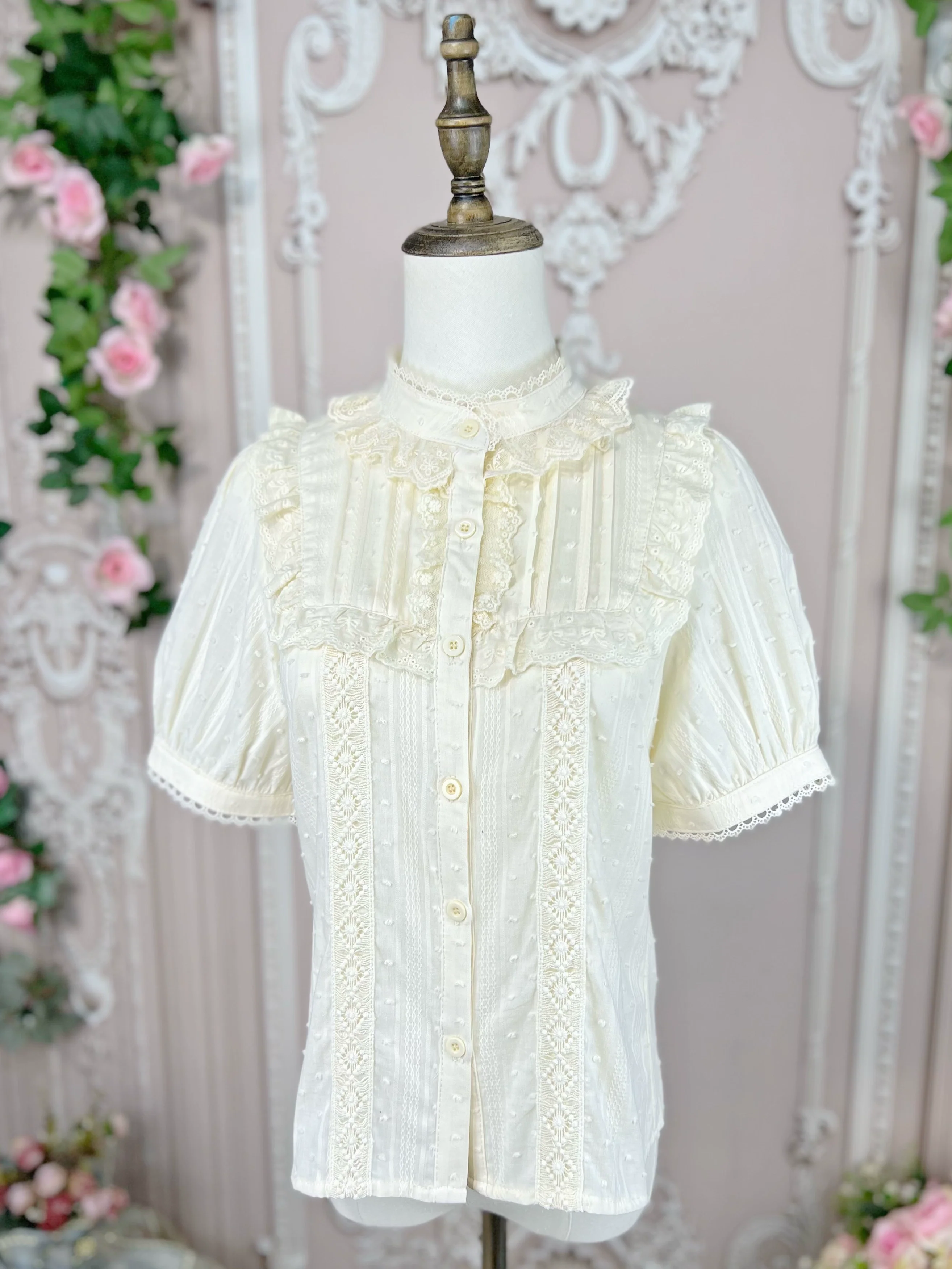 Sweet Lolita Blouse Cotton Summer Short Sleeve Shirt - Image 5