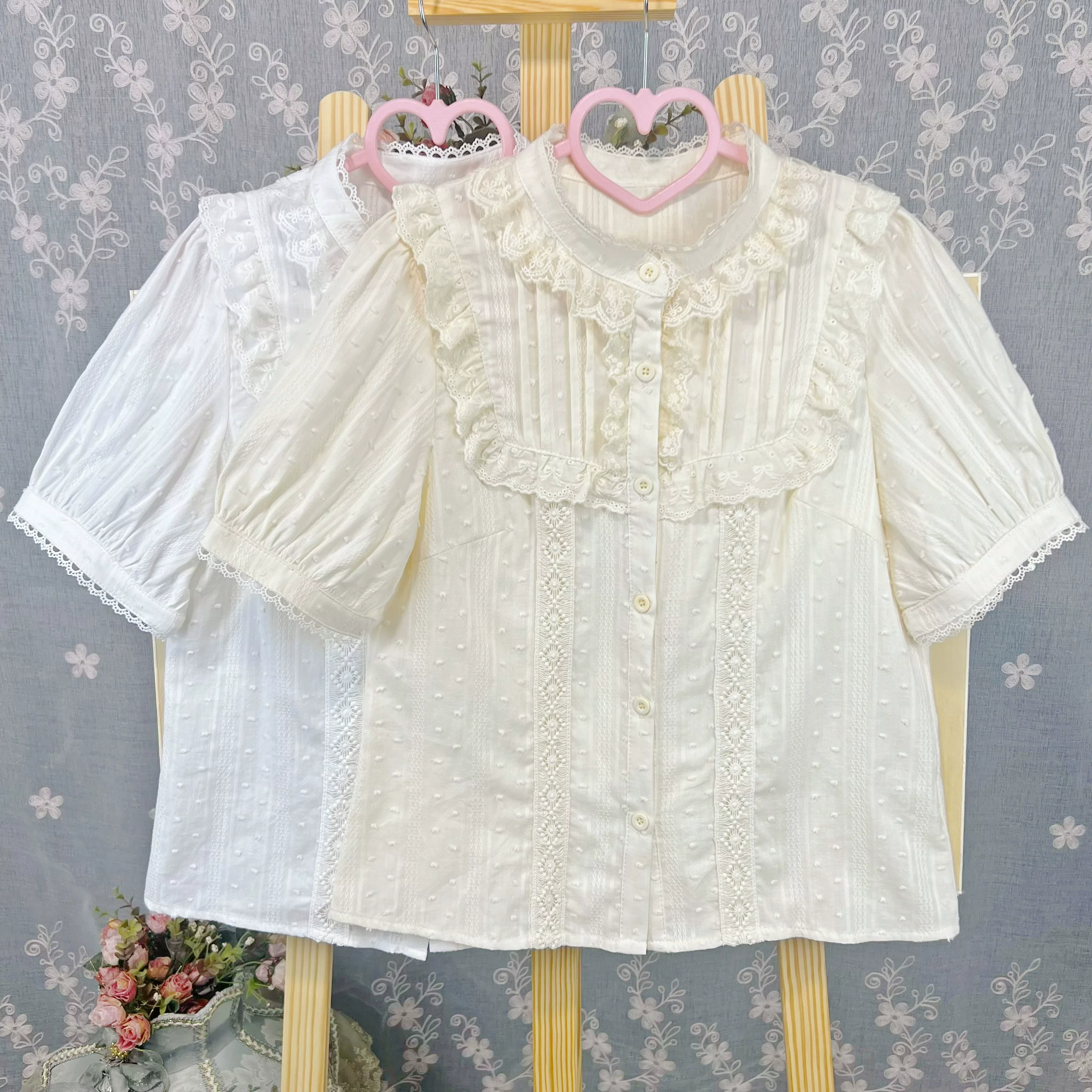 Sweet Lolita Blouse Cotton Summer Short Sleeve Shirt - Image 8