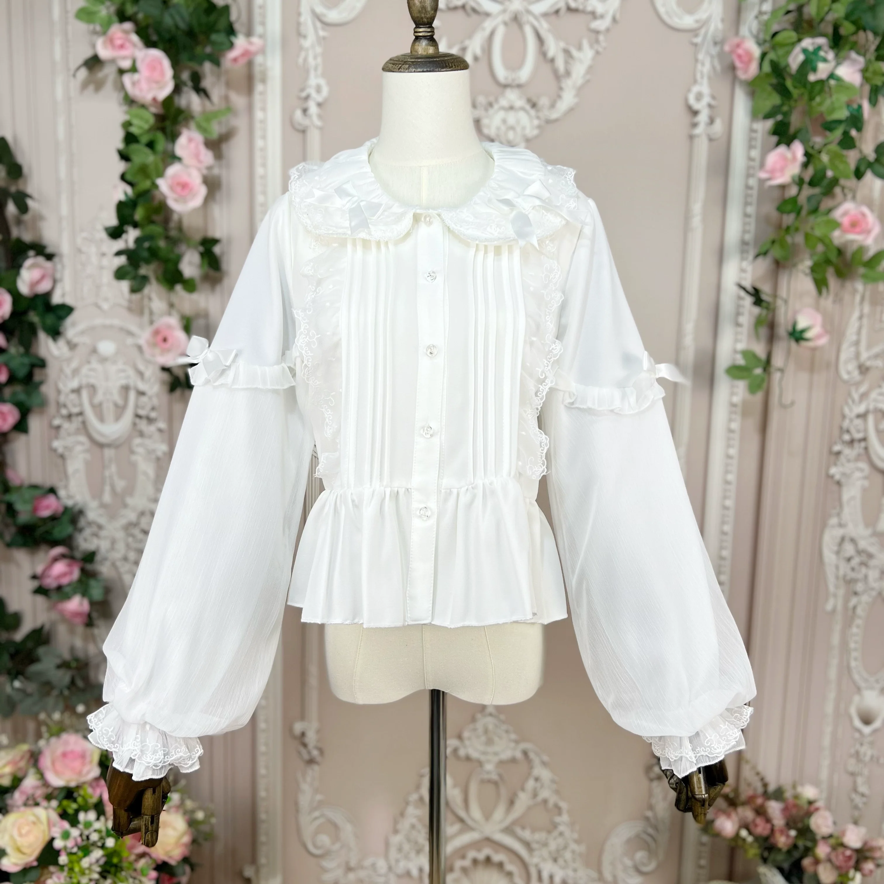 Sweet Lolita Blouse Double-layered Puff Sleeves Lolita Shirt - Image 3
