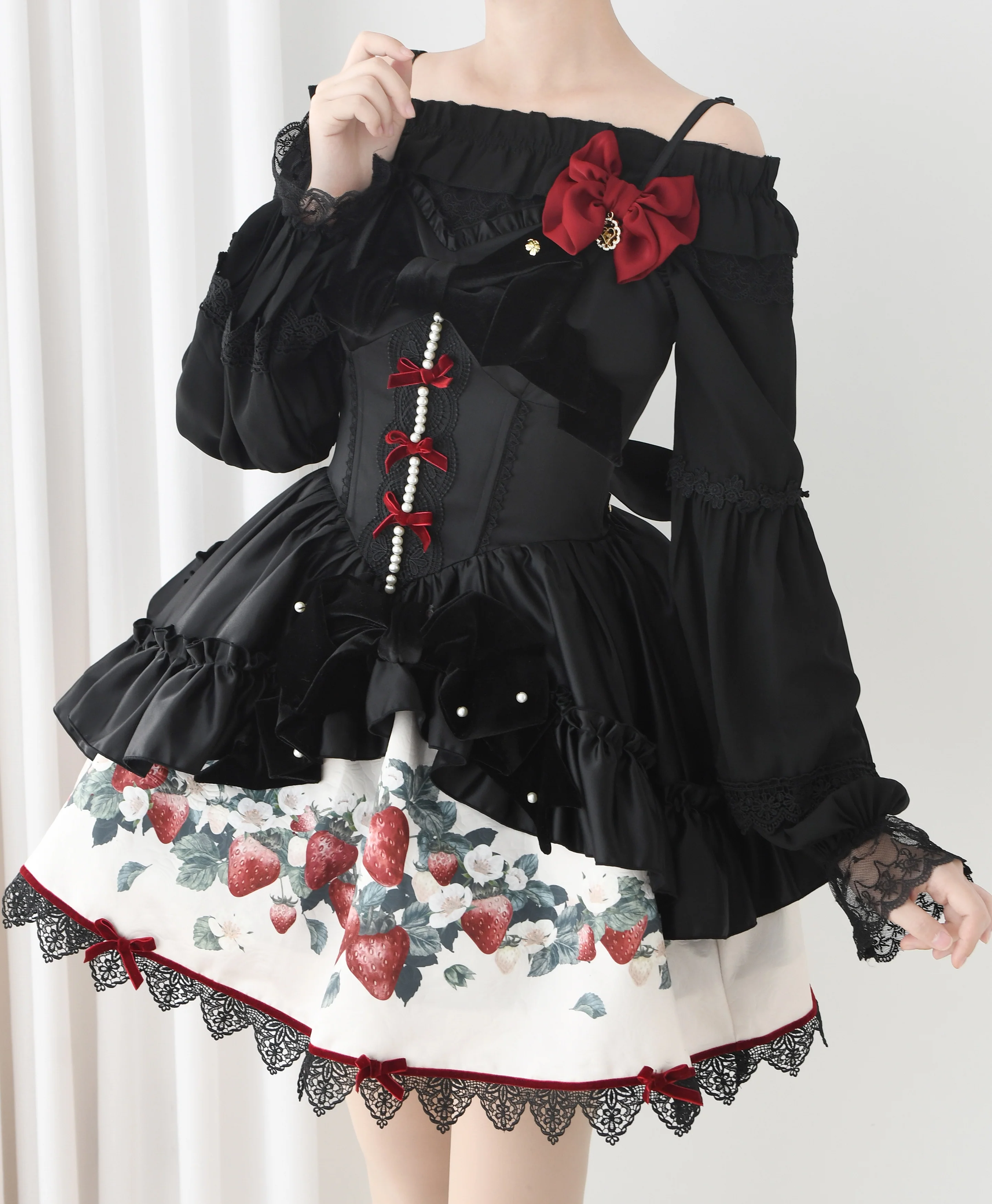 Chiffon Off-Shoulder Classic Lolita Blouse - Image 15