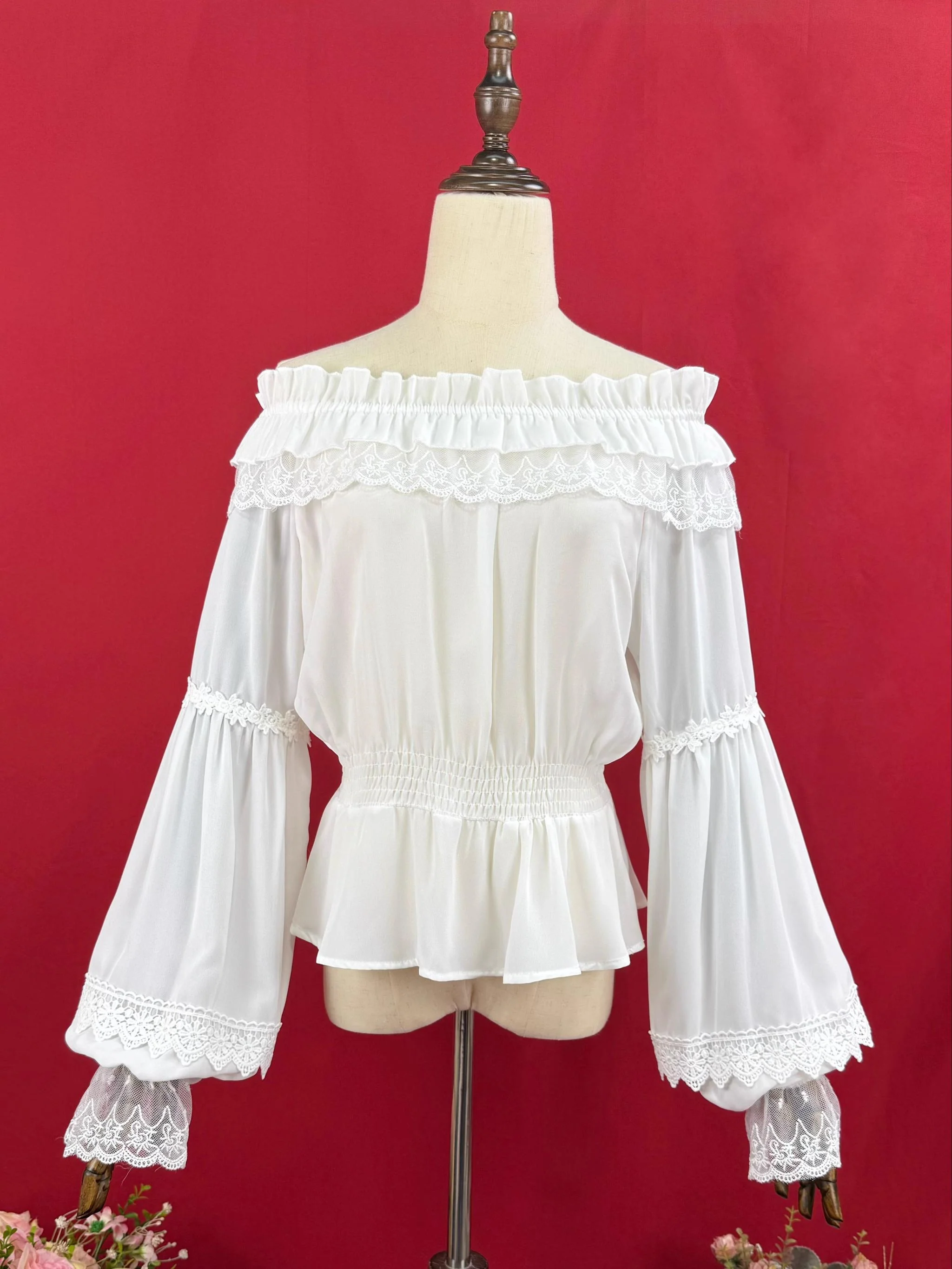 Chiffon Off-Shoulder Classic Lolita Blouse - Image 3